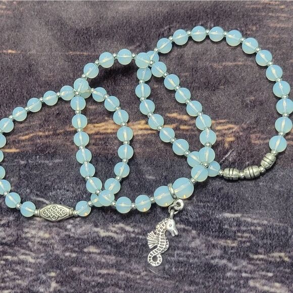 Set of 3 Opalite Beaded Stretch Bracelets - Picture 7 of 13